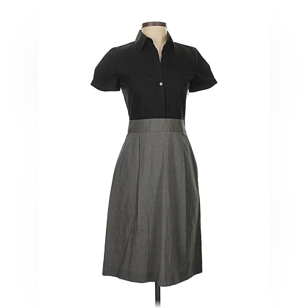 Theory Classic Y2K Black & Gray Cotton Stretch Fit-and-Flare Work Dress Sz 4